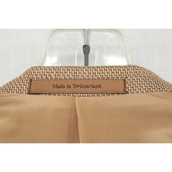 Ermenegildo Zegna Blazer Men's 56R Beige Gold ZigZag Pattern Silk Neiman Marcus - Picture 13 of 14